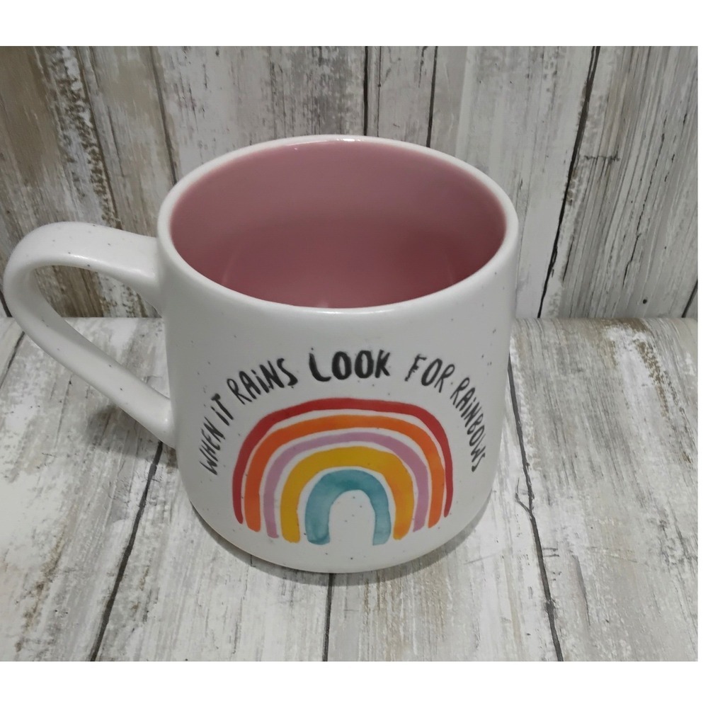 Good Day Rainbow Mug "When It Rains Look For Rainbows" Ceramic - Picture 2 of 4